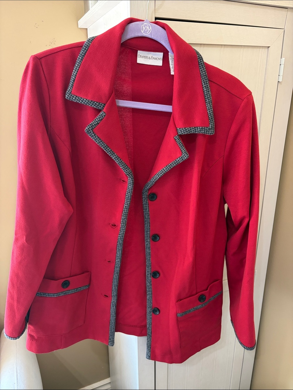 Drapers & Damons Red Contrast-Trim Blazer vintage